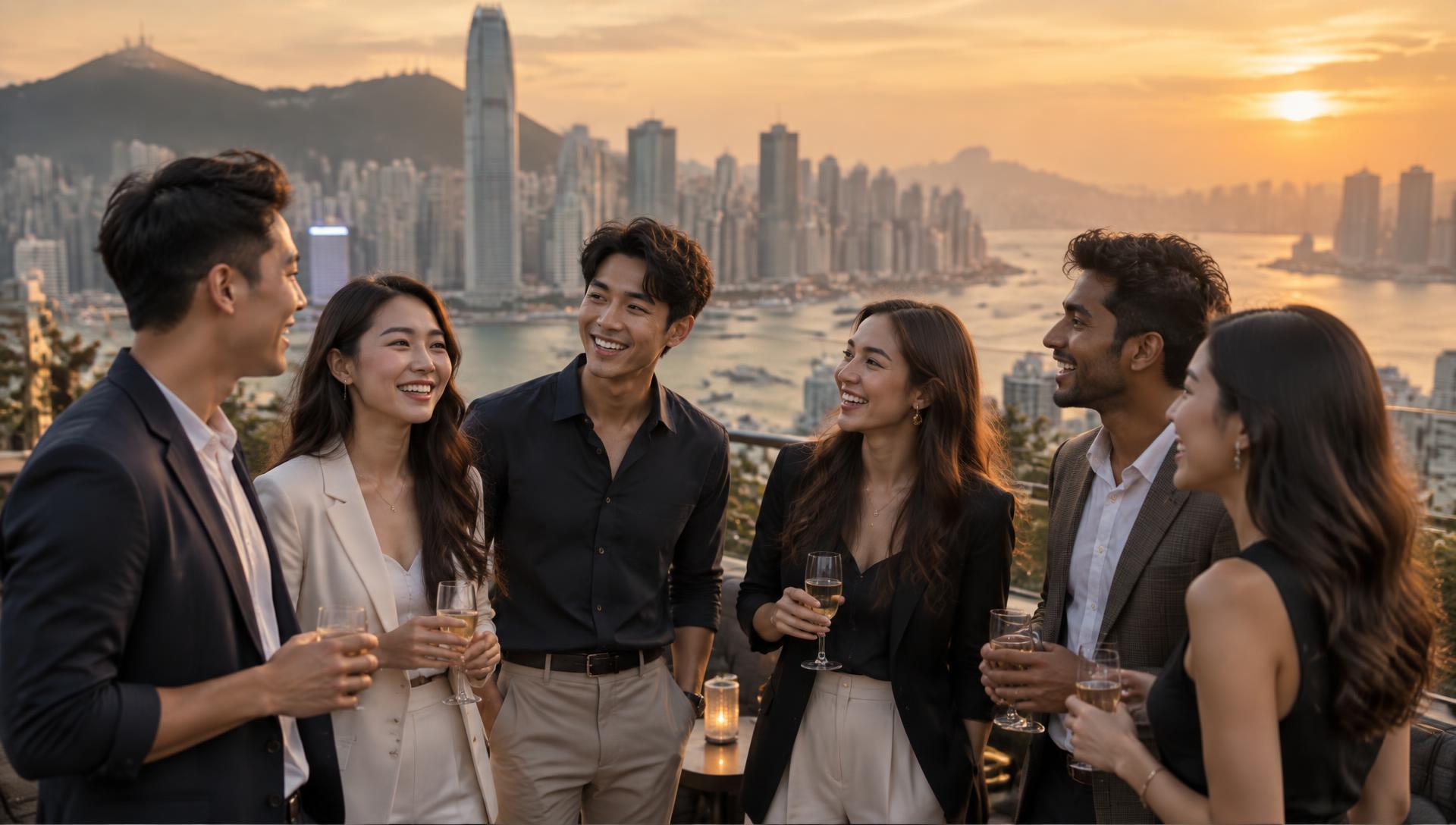 VIVA Youth members together above the Hong Kong skyline